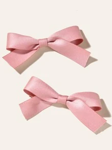 2pcs/set Women's Handmade Fabric Bow Hair Clips Hairpins Headwear Set For Daily Parties - Pink - View 2