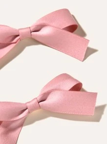 2pcs/set Women's Handmade Fabric Bow Hair Clips Hairpins Headwear Set For Daily Parties - Pink - View 3