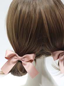 2pcs/set Women's Handmade Fabric Bow Hair Clips Hairpins Headwear Set For Daily Parties - Pink - View 5