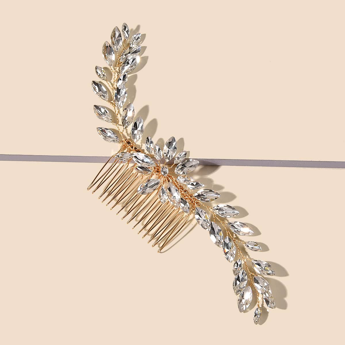

Rhinestone Decor Hair Comb, Gold