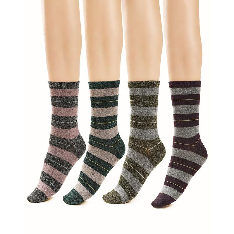 

1pair Random Stripe Crew Socks, Multicolor