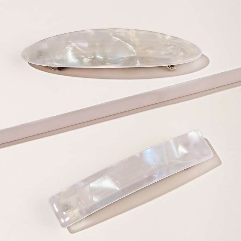 

2pcs Geometric Design Hair Clip, White