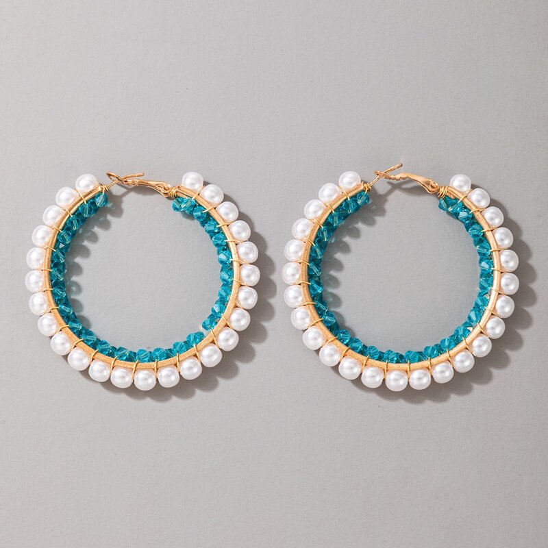 

Bead & Faux Pearl Decor Hoop Earrings, Multicolor