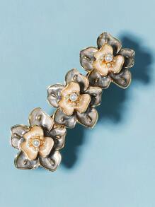Flower Design Hair Clip - Gold - View 1