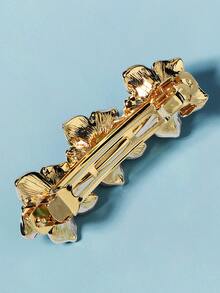Flower Design Hair Clip - Gold - View 2