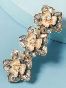 Flower Design Hair Clip - Gold - View 3