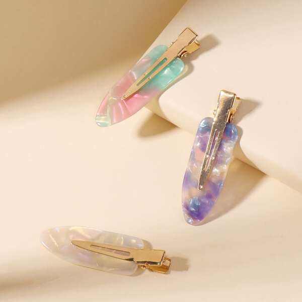 

3pcs Acetic Acid Hair Clip, Multicolor