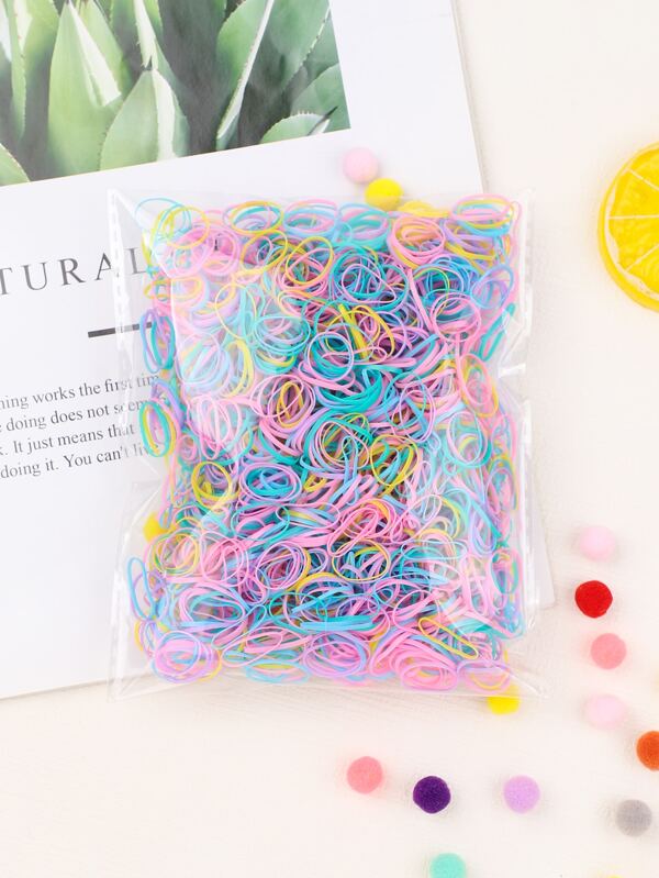 1000pcs Girls Colorful Hair Tie