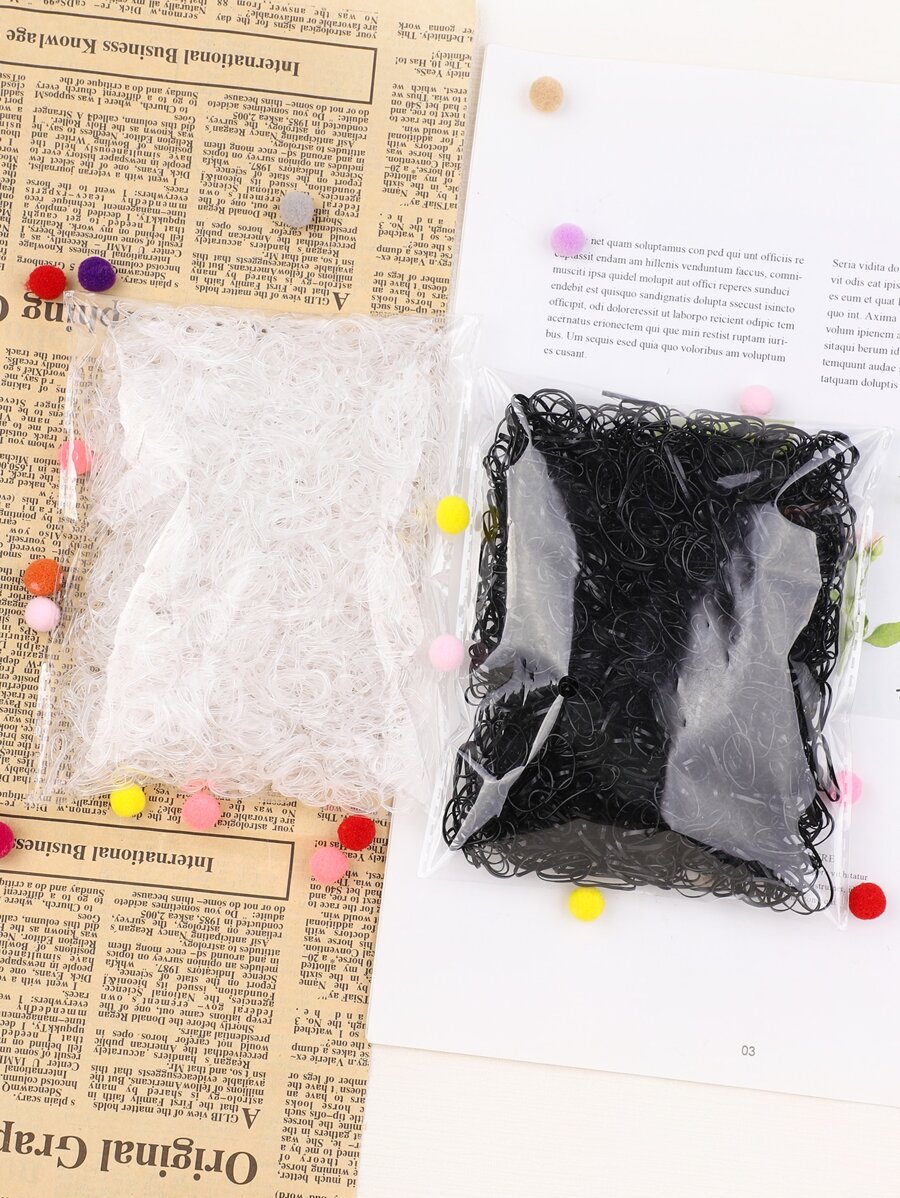 2000pcs Girls Colorful Hair Tie - Black and White - View 1