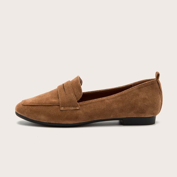 

Minimalist Suede Loafers, Brown