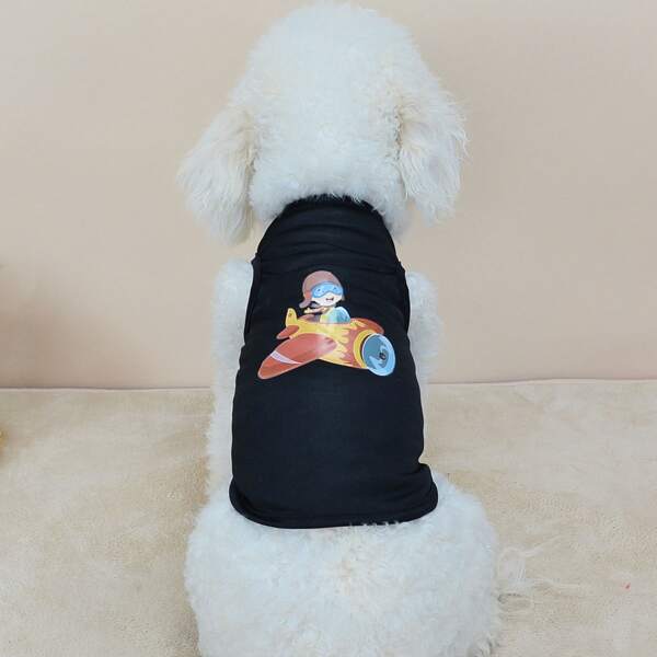 

Cartoon Graphic Pet Tank, Black