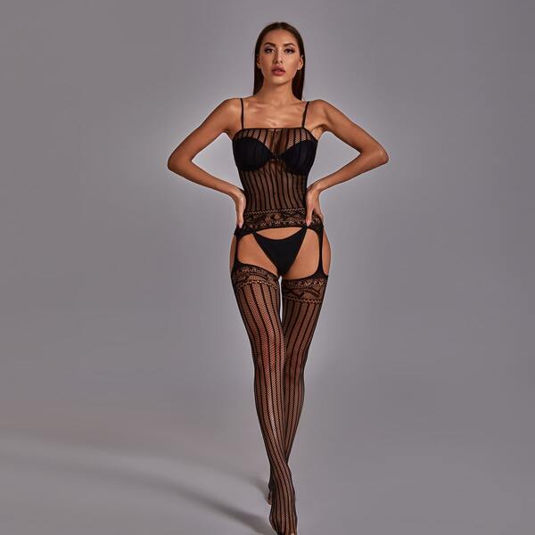 

Fishnet Cut Out Bodystocking Without Lingerie Set, Black