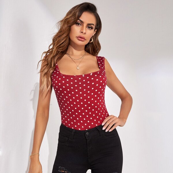 

Polka Dot Tank Top, Burgundy