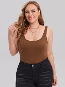 SHEIN Essnce Einfarbiges Tank Top - Braun - Übersicht 1