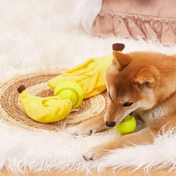 

3pcs Banana Design Pet Toy Set, Mustard yellow