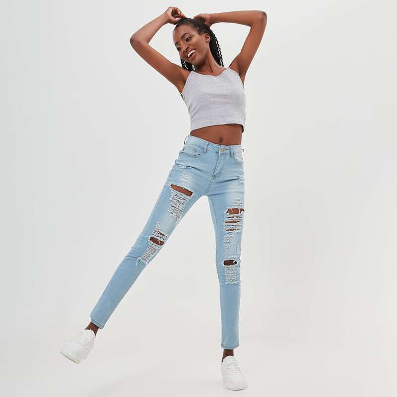 

Distressed Skinny Jeans, Light wash