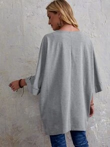 Solid Batwing Sleeve Coat