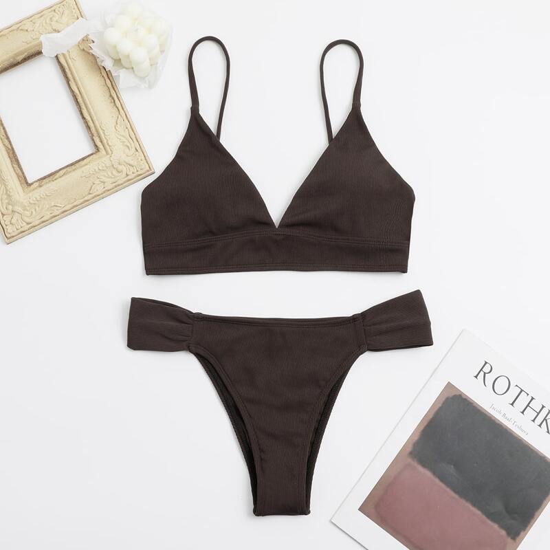 

Solid Bikini Swimsuit, Chocolate brown