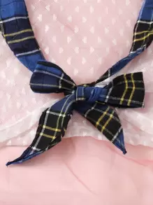 三件套格紋前結飾學校服飾套裝 - 彩色 - 查看 4