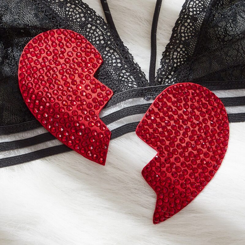 

1pair Heart Shaped Nipple Cover, Red