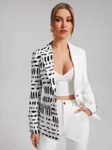 Sylvia Mollie 翻領翻蓋口袋斑點拼接西裝外套