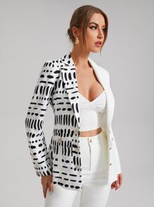 Sylvia Mollie 翻領翻蓋口袋斑點拼接西裝外套