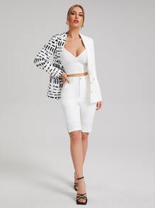 Sylvia Mollie 翻領翻蓋口袋斑點拼接西裝外套