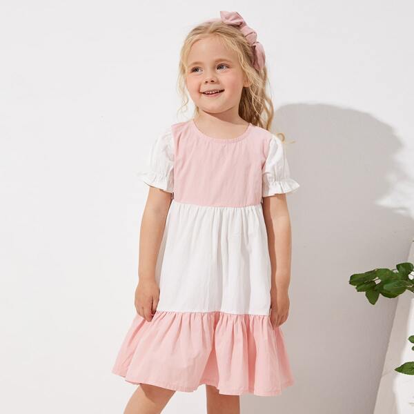 

Toddler Girls Cut And Sew Babydoll Dress, Multicolor
