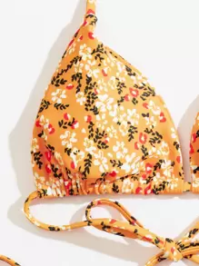 SHEIN Swim Baju Renang Bunga Boho - Jeruk - View 5