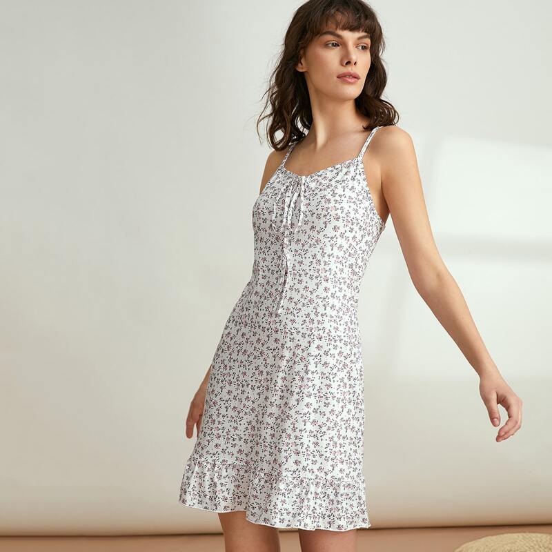 

Knot Front Ditsy Floral Night Dress, Multicolor