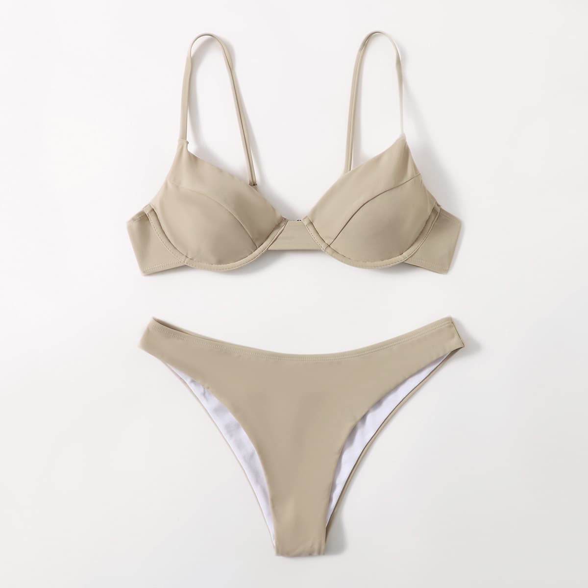 

Underwire Cheeky Bikini Swimsuit, Khaki