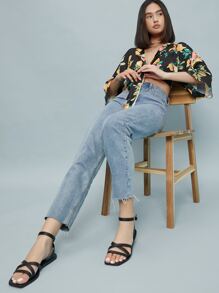 SHUZIA Dép xăng đan màu trơn Dây đeo mắt cá chân Đúng mốt - màu đen - Xem 1