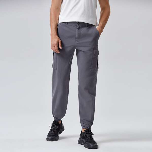 

Men Pocket Side Cargo Pants, Dark grey