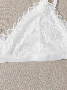 2 件装扇贝蕾丝性感内衣文胸套装 - 黑與白 - 查看 3