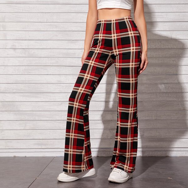 

Tartan Print Flare Leg Pants, Multicolor