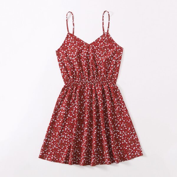 

Allover Floral Print Cami Dress, Red and white