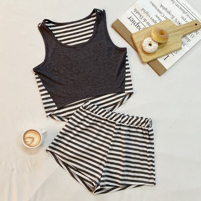 

Striped High Low Pajama Set, Multicolor