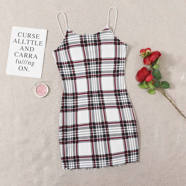 

Plus Lettuce Trim Tartan Bodycon Dress, Multicolor