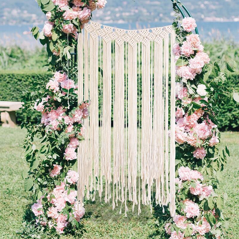 

1pc Tassel Woven Wall Hanging, Beige