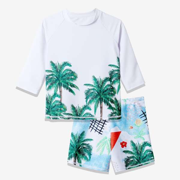 

Boys Tropical Shorts Swimsuit, Multicolor