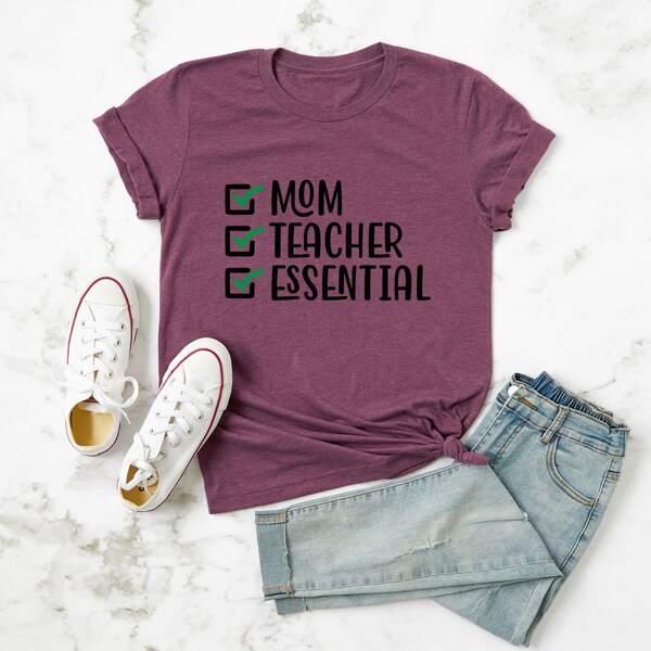 

Plus Letter Graphic Crew Neck Tee, Purple
