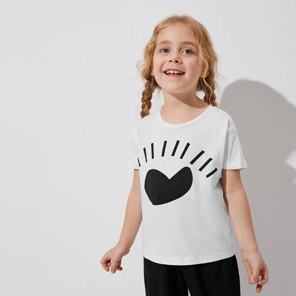 

Toddler Girls Graphic Print Top, White
