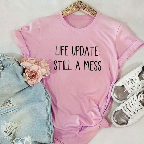 

Plus Slogan Graphic Tee, Baby pink