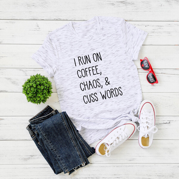 

Plus Slogan Graphic Short Sleeve Tee, Multicolor