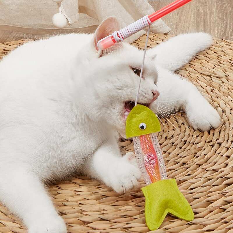 

1pc Random Color Fish Detail Cat Teaser, Multicolor