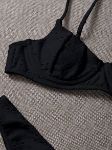 Schiffy Underwire High Cut Bikini Set, For Summer Beach Vacation - Black - View 5