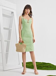 SHEIN Đầm Tách - Màu xanh chanh - Xem 6