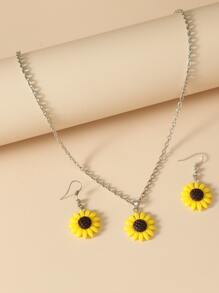 3 piezas set joya de niñas con flor - Amarillo - Ver 2