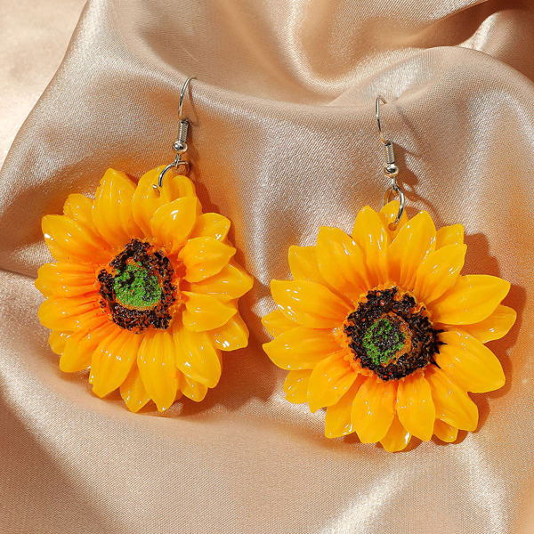 

Girls Flower Decor Drop Earrings, Yellow