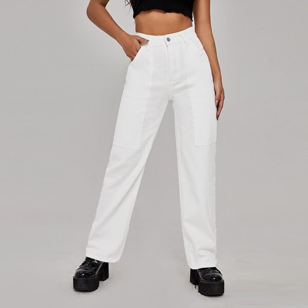 

High Waist Straight Leg Jeans, White
